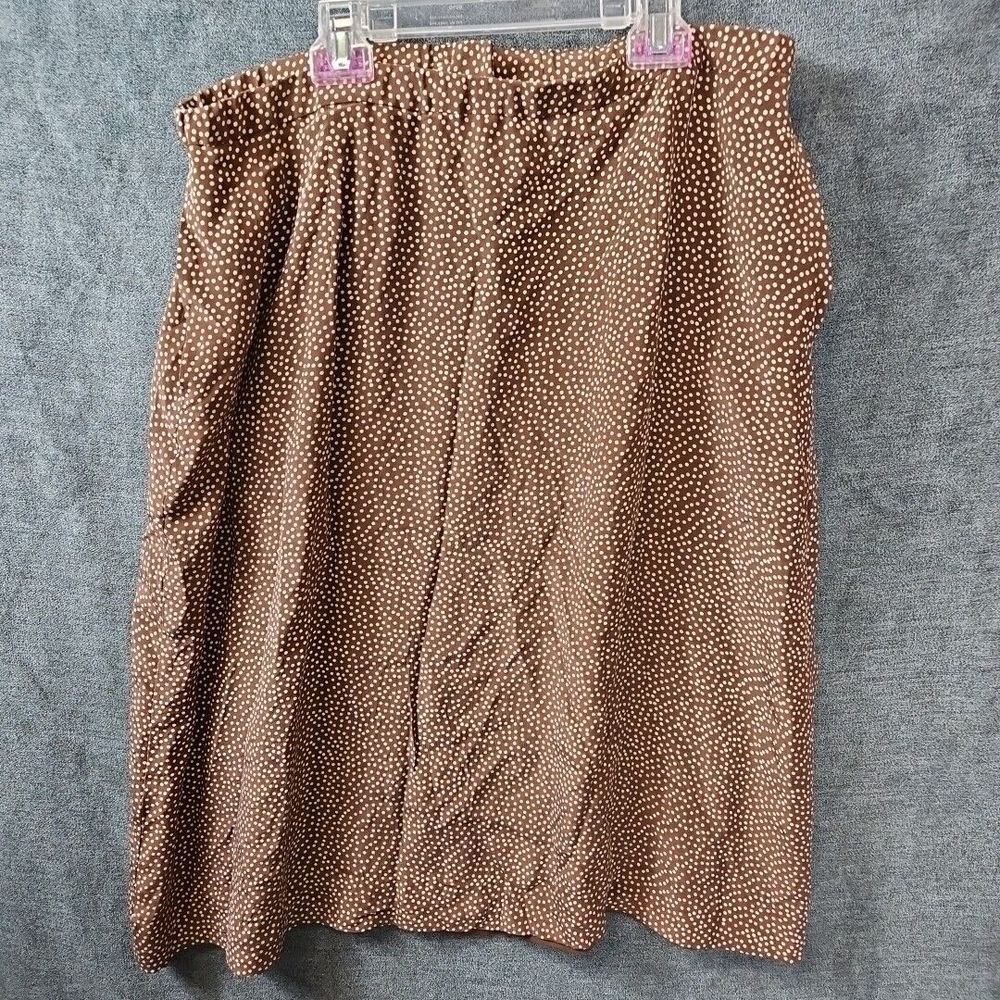 Pendleton Women's Sz 18W Silk Skirt Brown Polka-dot lined